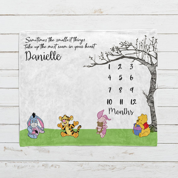Personalized Baby Winnie the Pooh Milestone Blanket