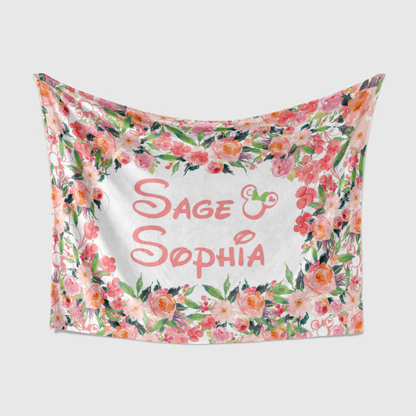 Personalized Floral Birth Announcement Blanket