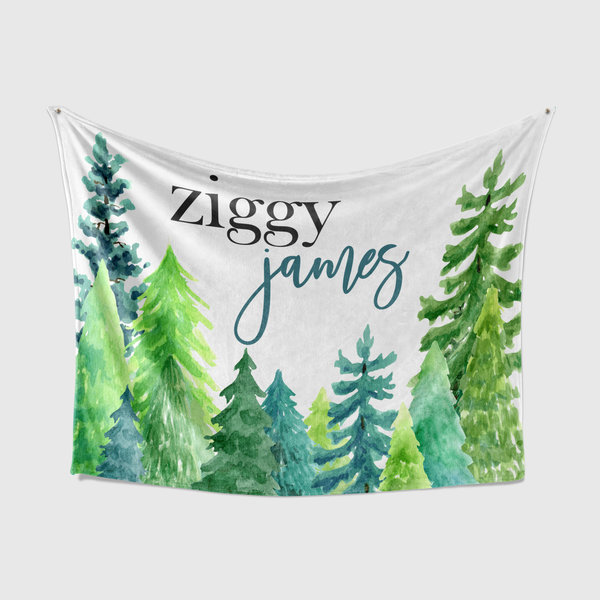 Personalized Mountain Forest Baby Blanket 