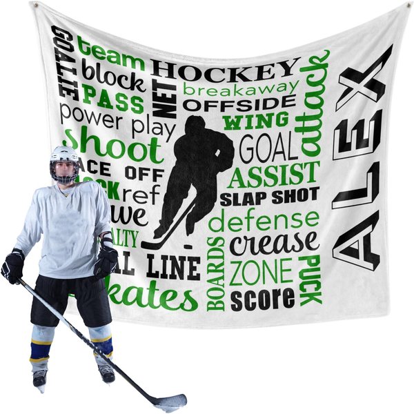 Personalized Boys Hockey Blanket