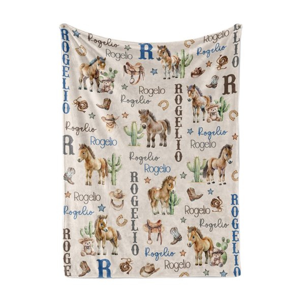 Personalized Wild West Cowboy baby blanket