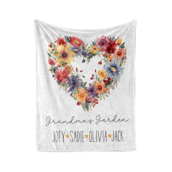 Personalized Grandma's Wildflower Garden Blanket