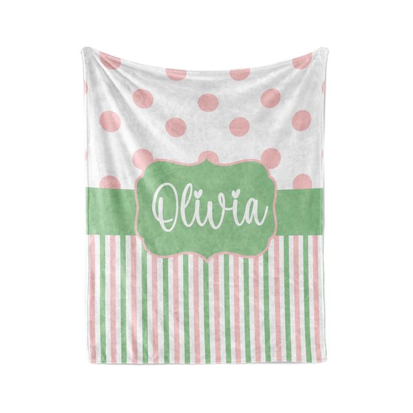 Monogrammed Polka Dots and Stripes Blanket 