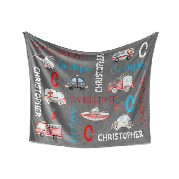 First Responder Vehicles Personalized Blanket