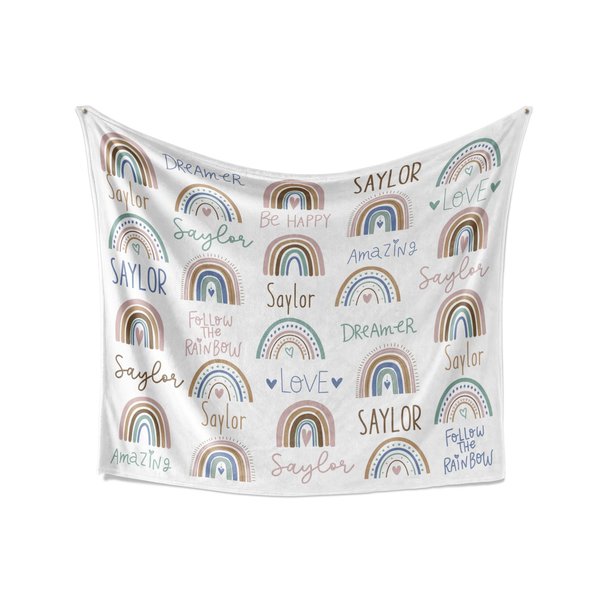 Personalized Boho Follow the Rainbow Blanket