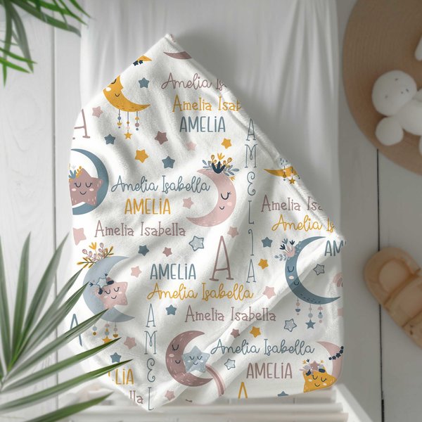 boho moon and stars blanket