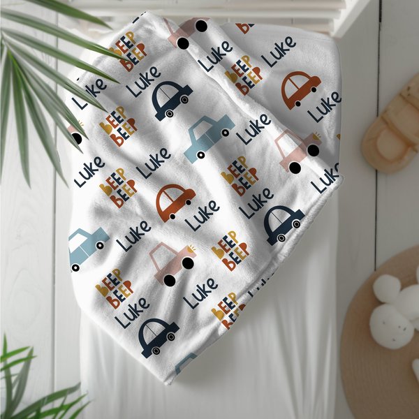Personalized Cartoon Cars Baby Blanket