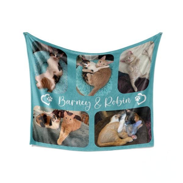 Photo Collage Throw Blanket for Cat Lover