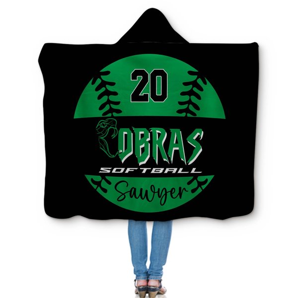 Personalized Sherpa Hooded Softball Blanket