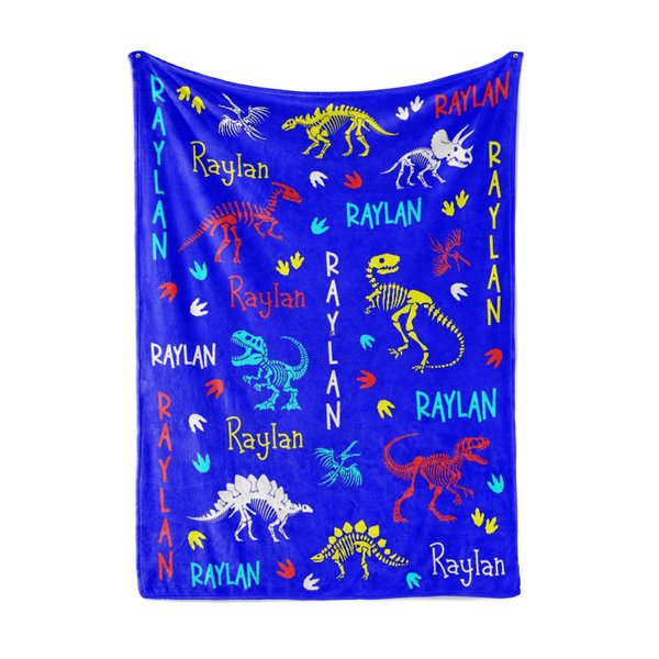 Personalized Dinosaur Bones Blanket