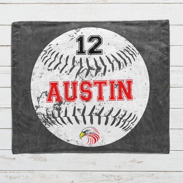 Personalized Distressed Baseball Blanket