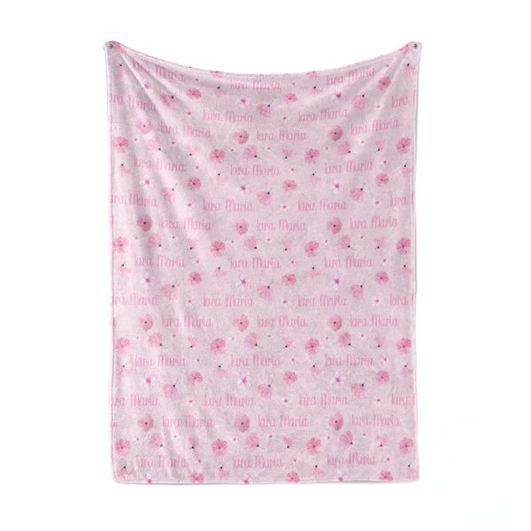 Pink Floral Baby Name Blanket