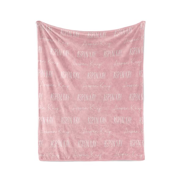 Blissful Pink Personalized Name Blanket