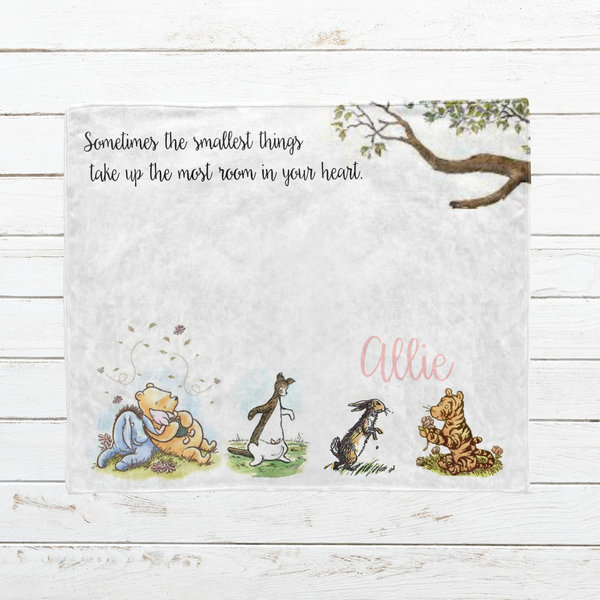 Vintage Winnie the Pooh Name Blanket 