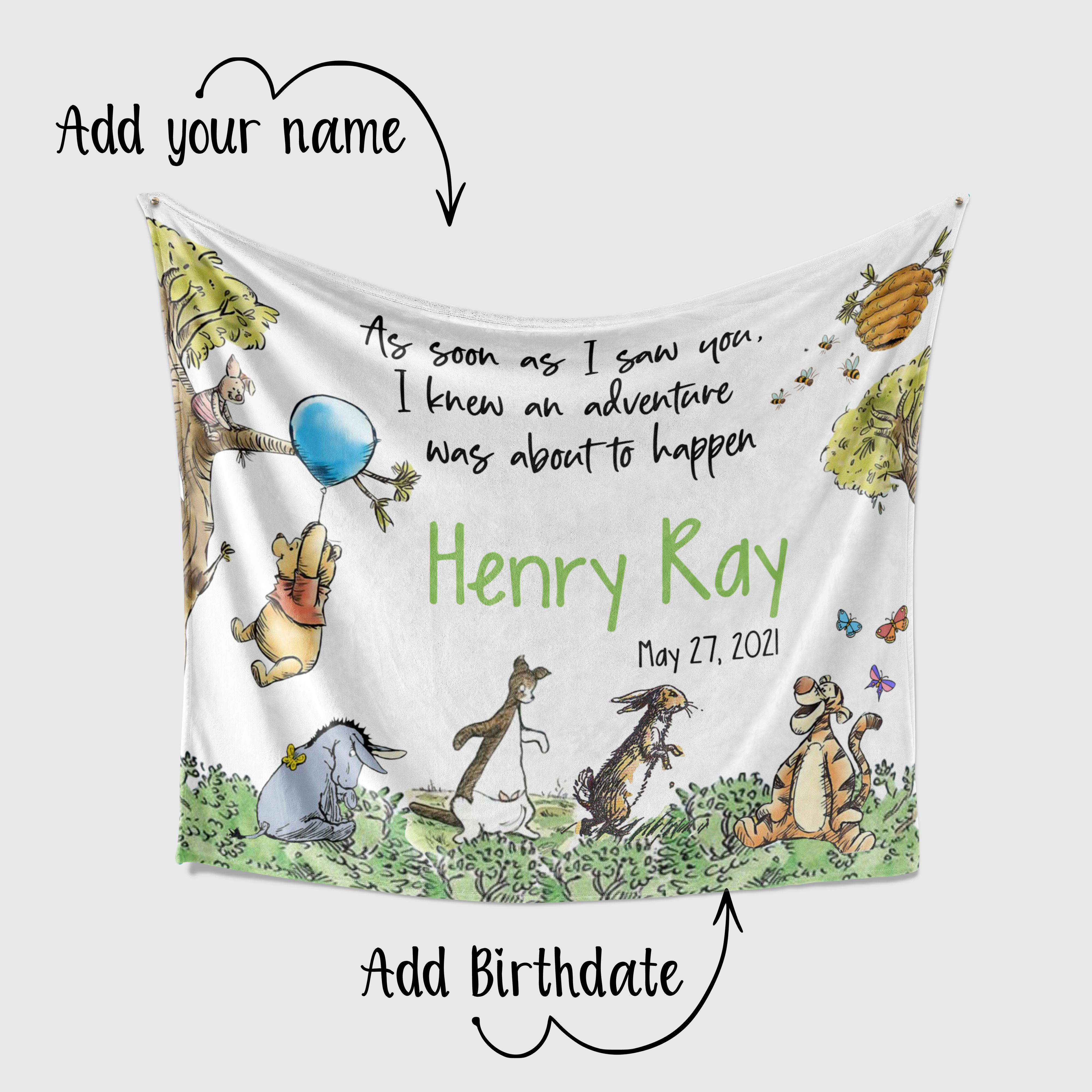 Personalized winnie the pooh blanket online