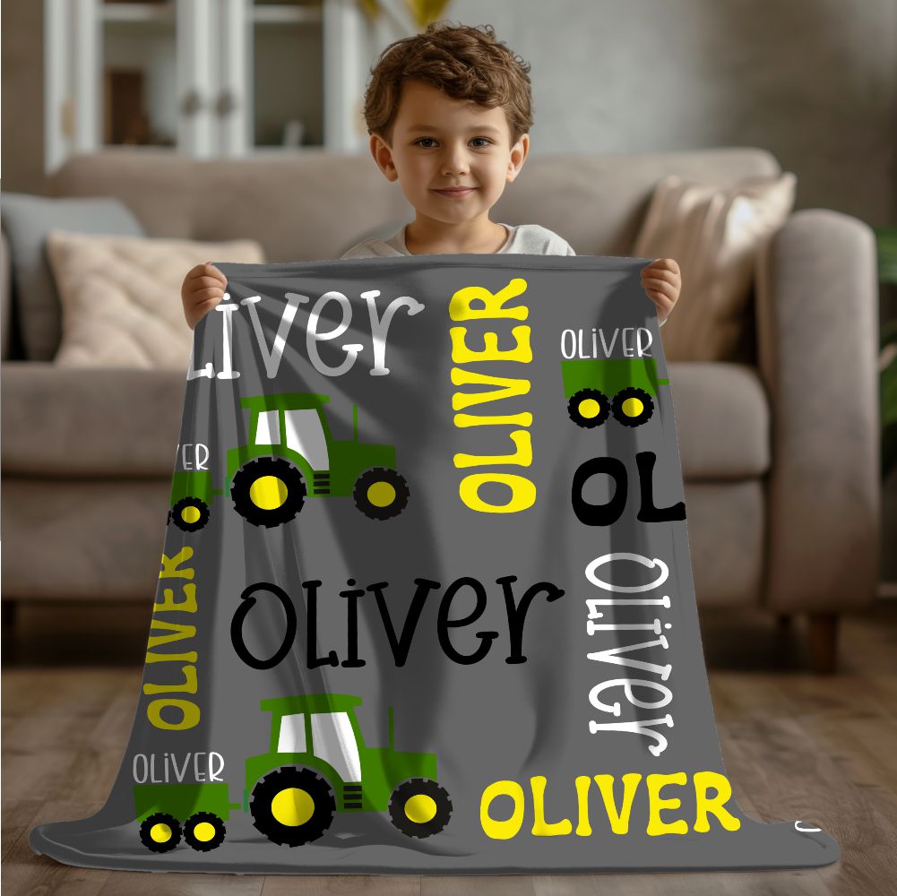 Personalized Tractor blanket for boys