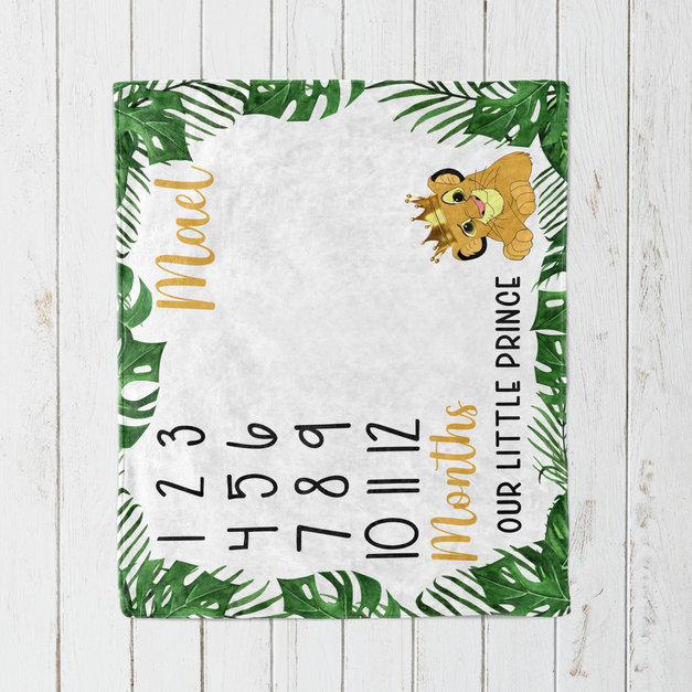 Personalized Baby Lion Cub Our Little Prince Milestone Blanket The Blanket Loft