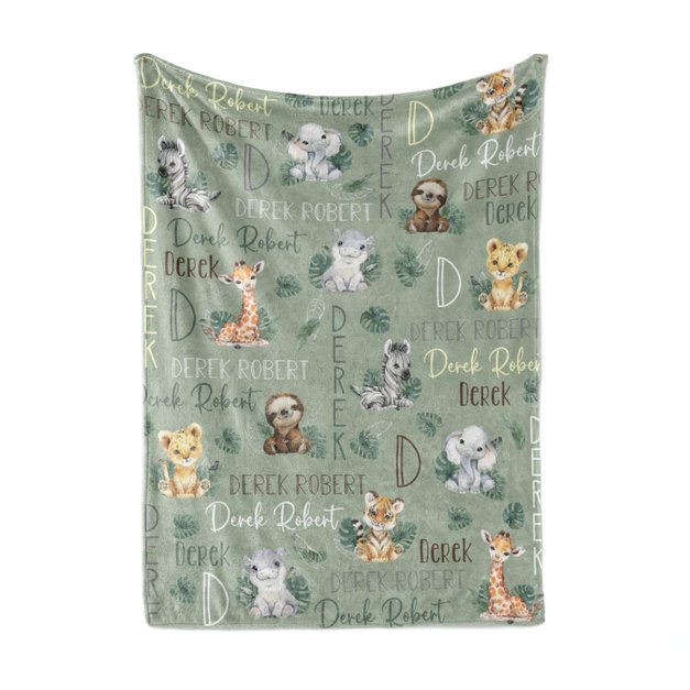 Jungle Safari Animals Personalized Baby Blanket | Blanket Loft