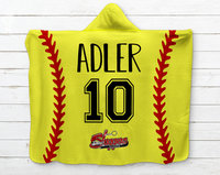 Personalized Softball Hooded Sherpa Blanket