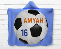 Personalized Soccer Hooded Sherpa Blanket