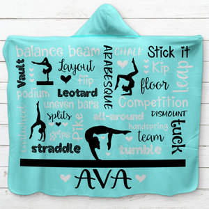 Personalized Gymnastics Hooded Sherpa Blanket