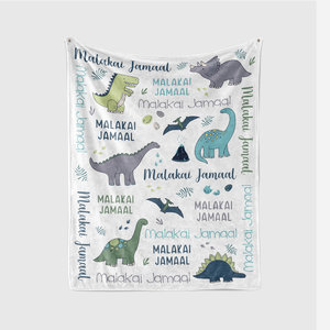 Personalized Boho Dinosaur Baby Blanket