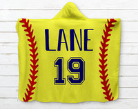 Personalized Softball Hooded Sherpa Blanket