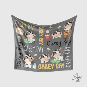 Personalized Cow Baby Blanket