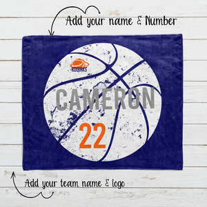 Personalized Distressed Basketball Blanket