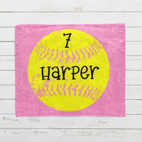 Personalized Distressed Softball Blanket