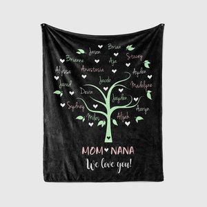 Family tree blanket with names