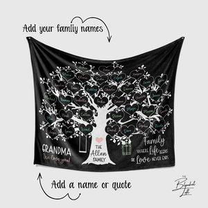 Personalized Heart Family Tree Blanket 35 names