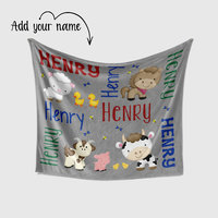 Personalized Farm Animals Baby Blanket