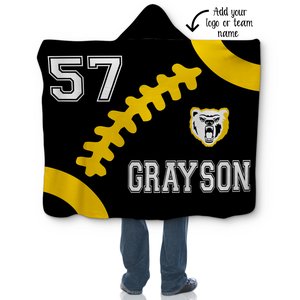 Personalized Hooded Football Sherpa Blanket with Logo