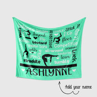 Personalized Gymnastics Words Blanket