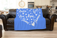 Family Names in a Heart Design Blanket Throw