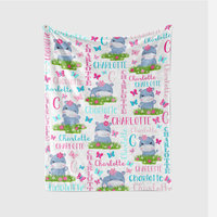 Personalized Baby Blanket with Hippos