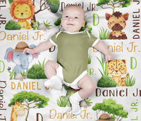 Personalized African Safari Animals Baby Blanket