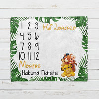 Personalized Baby Lion Cub Hakuna Matata Milestone Blanket