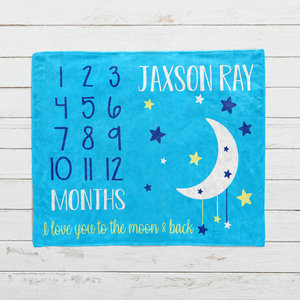 I Love You to the Moon and Back Milestone Blanket