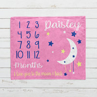 I Love You to the Moon and Back Milestone Blanket