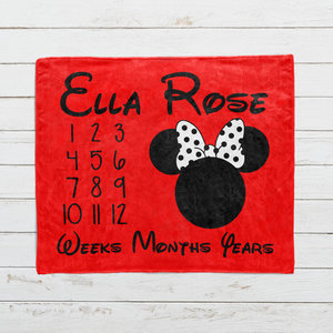 Personalized Minnie Mouse Milestone Blanket