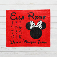 Personalized Minnie Mouse Head Milestone Blanket