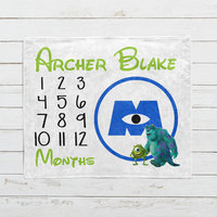 Personalized Monsters Inc Monthly Milestone Blanket