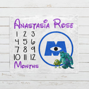 Personalized Monsters Inc Monthly Milestone Blanket