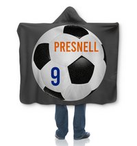 Personalized Soccer Hooded Sherpa Blanket