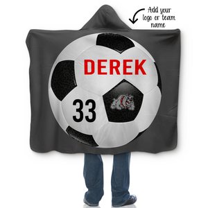 Personalized Soccer Hooded Sherpa Blanket