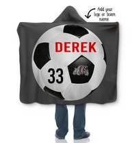 Personalized Soccer Hooded Sherpa Blanket