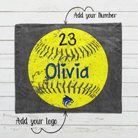 Personalized Distressed Softball Blanket