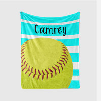 Personalized Striped Softball Blanket